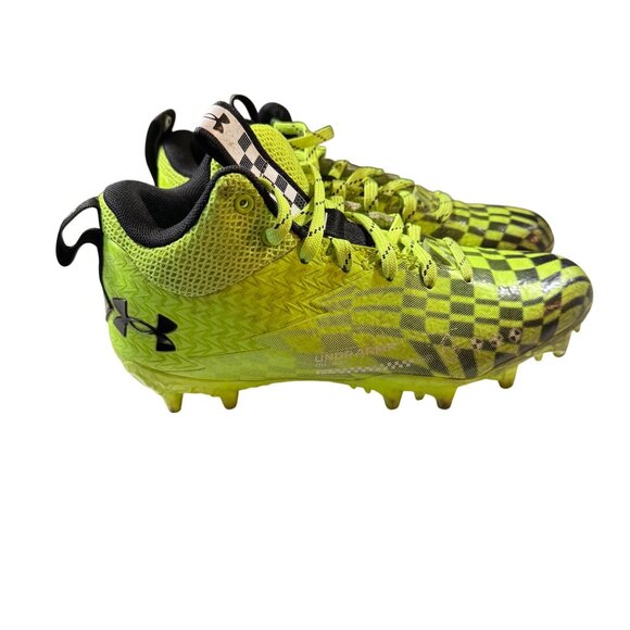 Under Armour Youth Highlight MC Lacrosse Cleats Size 4Y Neon Yellow/Black Checke - Picture 3 of 7